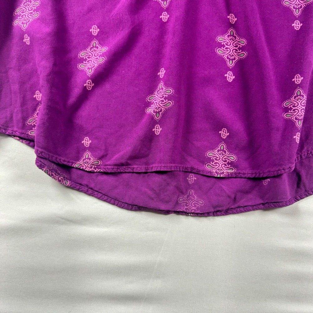 Sonoma Goods For Life Womens Purple Medallion Print Peasant Blouse Large 3/4 Slv - Picture 5 of 7